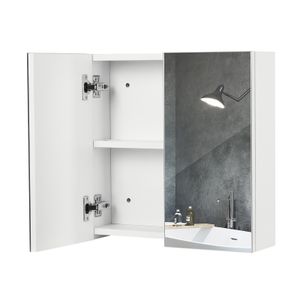 Mondeer Badspiegel Spiegelschrank mit 2 Türen Hängeschrank 45 x 12.9 x 45 cm