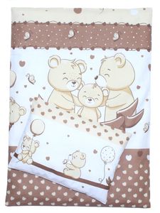 4tlg Kinderwagenset Baby Bettwäsche für Kinderwagen Bezüge Decke Kissen 1. Sweet Braun