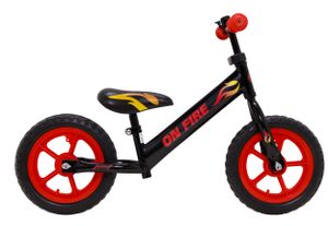 Amigo On Fire - Laufrad 12 Zoll - Lauflernrad ab 2-4 Jahre - Balance fahrrad für Jungen - bis zu 30 kg - Schwarz