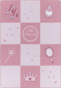 Teppium Kinderteppich Little Prinzessin Design Mädchen Teppich, Spielteppich Kinderzimmer Teppich, Robust und Pflegeleicht, Rosa, 140 x 200 cm