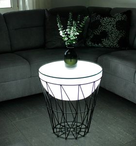 LED Couchtisch 56x50cm Korbtisch Beistelltisch beleuchtet modern Lounge Tisch Leuchtmöbel  PL500