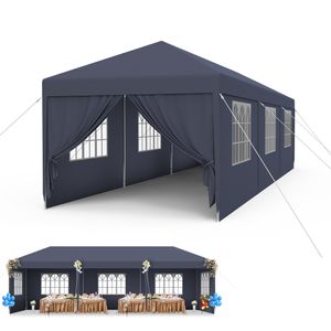 UISEBRT 3x9m Partyzelt Pavillon Wasserdicht Stabil Gartenpavillon Anti-UV mit Seitenteilen und großen Fenstern Gartenzelt Festzelt für Garten Party Anthrazit