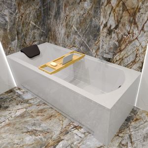 BADLAND Eckbadewanne Rechteck Badewanne SHEA 170x70 mit Ablaufgarnitur und Füßen + Badkissen Schwarz KODI | BADLAND SHEA