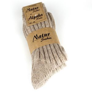 Alpaka Socken (Set, 2-Paar) Wollsocken mit Alpaka für Damen und Herren, ideal für den Winter, Beige/Hellbraun, 43-46