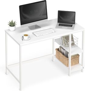VASAGLE Computertisch Schreibtisch mit 2 Regale 120 x 75 x 60 cm weiß