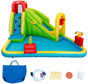 COSTWAY Huepfburg Aufblasbare, Wasserrutsche Spielpool, Wasserspielcenter mit Rutsche, Wasserpark aufblasbar, Planschbecken 400 x 335 x 230cm Farbig COSTWAY Huepfburg Aufblasbare, Wasserrutsche Spielpool, Wasserspielcenter mit Rutsche, Wasserpark aufblasbar, Planschbecken 400 x 335 x 230cm Farbig