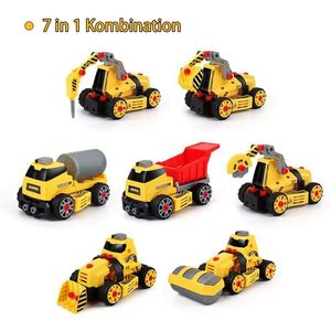 BeebeeRun Spielzeug-LKW, (Set, 7 in 1 Montage Spielzeug Auto LKW, Bagger Spielzeugauto), Ideale Lernspielzeug für Junge und Mädchen ab 3 4 5 Jahren