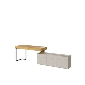 MINIO Büromöbelset FELIX S11A 2-Teiling Möbelset | Hikora Natural / Silk Flou Farbe mit Stahlbein