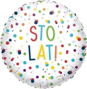 Balon foliowy Confetti Birthday Sto Lat 43 cm