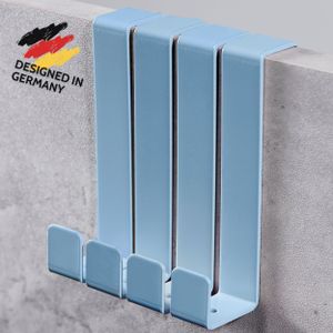 DEKAZIA® 4 Türhaken Kinderzimmer blau | Türgarderobe Kinder | Türhaken zum Einhängen | Kleiderhaken Tür | Tür Garderobe | Garderobenhaken Tür