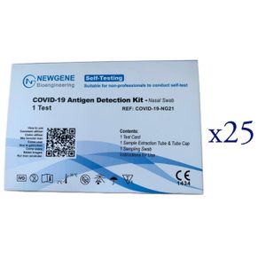 NEWGENE Schnelltest 25 Stück, Selbsttest COVID-19 (SARS-COVID-2) Antigen Test, Nasenabstrich, CE-Zertifiziert 1434, BfArM Test-ID: AT1210/21