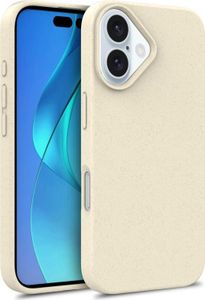 Abbaubare Weizenstroh Hülle für iPhone 16 Nachhaltige Matte Abdeckung Farbe: Altweiß,