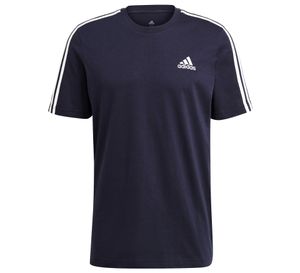 adidas T shirt Herren Rundhals im 3 Streifen Design, Größe:L, Farbe:Dunkelblau