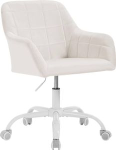 WOLTU Schreibtischstuhl drehbar, Schminktisch Stuhl, Bürostuhl ergonomisch, Samt, Cremeweiß