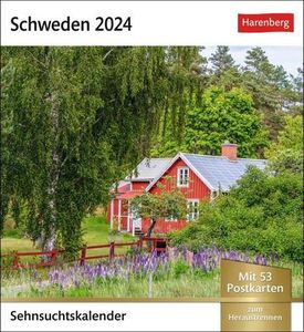 Schweden Sehnsuchtskalender 2024. Reise-Kalender zum Aufstellen oder Aufhängen für Urlaubsstimmung auf dem Schreibtisch. Postkarten-Fotokalender: 53 Motive zum Sammeln und Verschicken