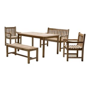 Garten-Sitzgruppe JAMBI inkl. 2 Armlehnstühle, 2 Bänke, 1 Tisch in natur, verschiedene Größen