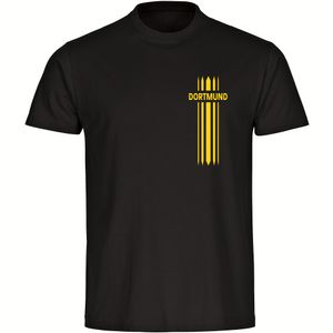 Kinder T-Shirt Dortmund - Streifen - Größe: 128 - Farbe: schwarz