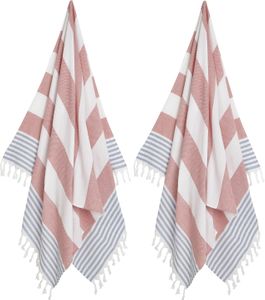 2x Hammam Handtuch XL - Rot (blau) - Strandtuch - Buzz - Baumwolle - Sauna - Wellness - Schwimmbad - Schal - Badetuch - Badetuch - Yoga - Streifen - 100 x 180 cm 2x Hammam Handtuch XL - Rot (blau) - Strandtuch - Buzz - Baumwolle - Sauna - Wellness - Schwimmbad - Schal - Badetuch - Badetuch - Yoga - Streifen - 100 x 180 cm