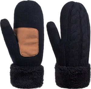 Winterhandschuhe Aus Wolle Für Damen, Warme Gestrickte Touchscreen-Thermo-Zopfhandschuhe Mit Dickem Fleecefutter