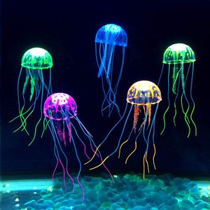 Aquarium Dekoration Künstliche Quallen, 6 Stück Leuchtende Quallen als Dekoration Glühende Deko aus Silikon für Aquarium Fisch Tank Ornament