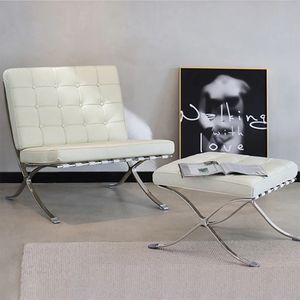 360Home Vintage Sessel mit hocker aus Kunstleder Beige