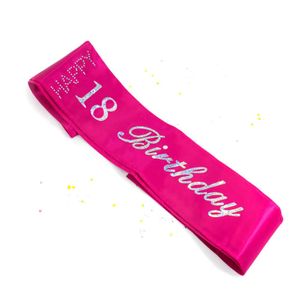 Oblique Unique Schärpe Happy Birthday 18. Geburtstag 18er Party Feier pink