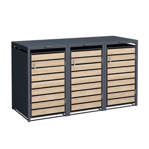 DEGAMO Mülltonnenbox 3er BERLIN 198x80x116cm für Tonnen 120 und 240 Liter, Holzoptik