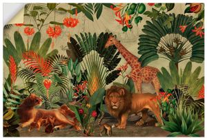 ARTland Wandbild, selbstklebend Afrika Safari Wilde Tiere im Regenwald Größe: 90x60 cm