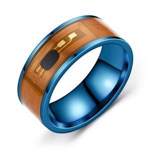 NFC-Edelstahl-Telefonchip, tropfendes Öl, Dual-Drachenmuster, Smart-Ring-Geschenk-Blauer Ring US 8