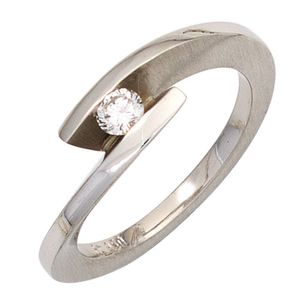 JOBO Damen Ring 950 Platin teilmattiert 1 Diamant Brillant 0,15ct. Platinring Größe 60