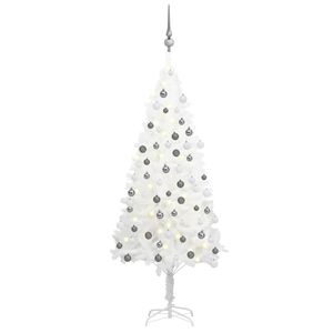 vidaXL Umělý vánoční stromek s osvětlením a ozdobami bílý 120 cm
