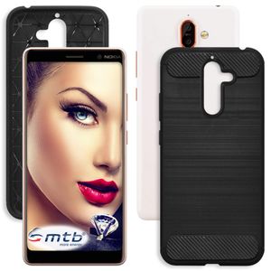 mtb more energy® Schutz-Hülle Carbon für Nokia 7 Plus | Nokia 7+ (6.0'') | Schwarz | flexibel | TPU Case Cover Tasche
