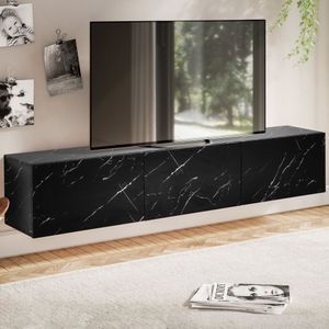 Wohnling tv schrank hängend 160 cm lowboard marmor-optik schwarz tv-kommode | Wohnling