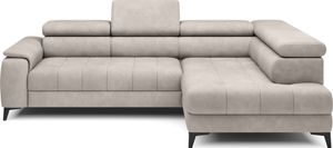 DomoHome Rohová rozkladacia pohovka voľne stojaca s funkciou spania a nastaviteľnými opierkami hlavy, Chaise Longue, pravá strana, 278 × 197 × 76/98 cm, plocha na spanie: 88 × 200 cm, látkový poťah v púdrovo ružovej farbe