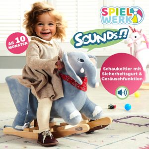 DEUBA® Schaukeltier Schaukelpferd Plüsch Schaukelspielzeug Wippe Kinder Baby Spielzeug, Tierart:Elefant