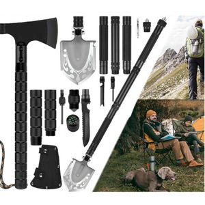 2 in 1 Campingausrüstung Kit, Multifunktions-Axt Multifunktions-Schaufel für Outdoor-Camping, Abenteuer, Wandern, Notfälle