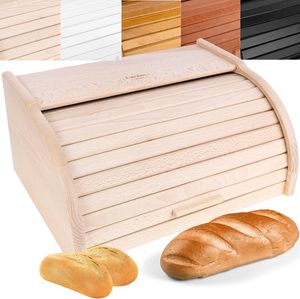 Creative Home Drevený Kôš na Chlieb | 38 x 28,5 x 17,5 cm | Ideálny Kôš na Chlieb, Rožky a Koláče | Kôš na Chlieb s Krytom na Rožky | Prírodný  Kôš na Chlieb do Každej Kuchyne
