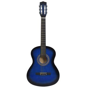 vidaXL Gitara klasyczna dla początkujących i dzieci niebieska 3/4 36"