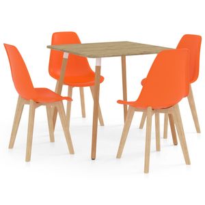 DEALS!!Küche"Stilvoll & Stabilität"Living Esstisch mit 4 CHIC Stühlen Esszimmertisch und Stühle Orange 🎼3566
