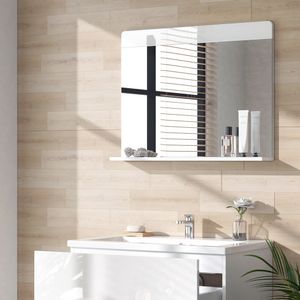 Koupelnové zrcadlo Livinity® Izan, 80,1 x 62 cm s poličkou, bílý vysoký lesk
