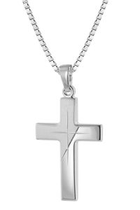 trendor 63607 Silber Herren-Halskette mit Kreuz-Anhänger