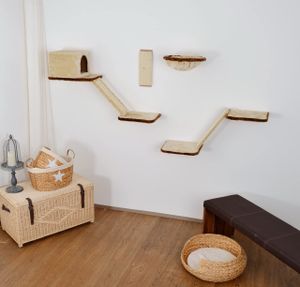 SILVIO DESIGN, Katzen-Kletterwand 8-teilig beige