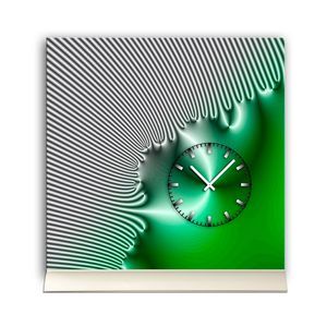 Tischuhr 30cmx30cm inkl. Alu-Ständer -edles Design grün silbergrau  geräuschloses Quarzuhrwerk -Wanduhr-Standuhr TU4225 DIXTIME
