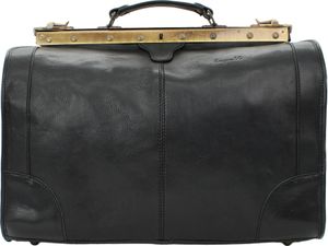 bupell Arzttasche/Reisetasche Riziero  aus pflanzlich gegerbtem Leder - Handgefertigt in Italien -  Hebammentasche Doktortasche  Grande (50x40x20cm) Nero (Schwarz)