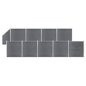 Prolenta Premium  WPC Zaun-Set 9 Quadrate + 1 Schräge 1657x186 cm Grau