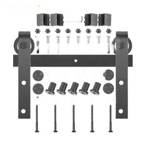 Schiebetür-Hardware-Kit, Hochleistungskohlenstoffstahl, 330 Pfund Ladungskapazität, 5 Fuß, schwarz