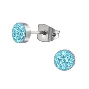1 Paar Ohrringe Runde Titan Ohrstecker mit Kristallen in Blau