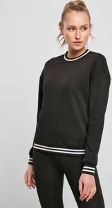 Build Your Brand BY105 | Damen College Sweat Crew, Überschnittene Schultern - Farbe: Black/White - Größe: XL