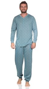 Herren Pyjama Shirt & Hose Schlaf-Anzug Nachthemd,  Petrol/XL/52