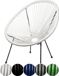 sunnypillow Acapulco Gartenstuhl | gemütlicher Loungesessel für Wohnzimmer, Terrasse, Garten, Balkon Sessel Stuhl | Weiß